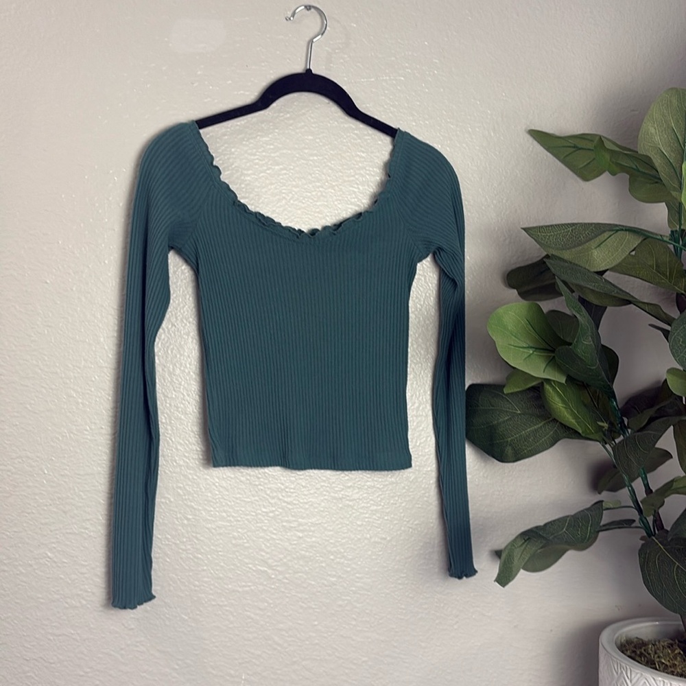 Abercrombie & Fitch Green Ribbed Shirt